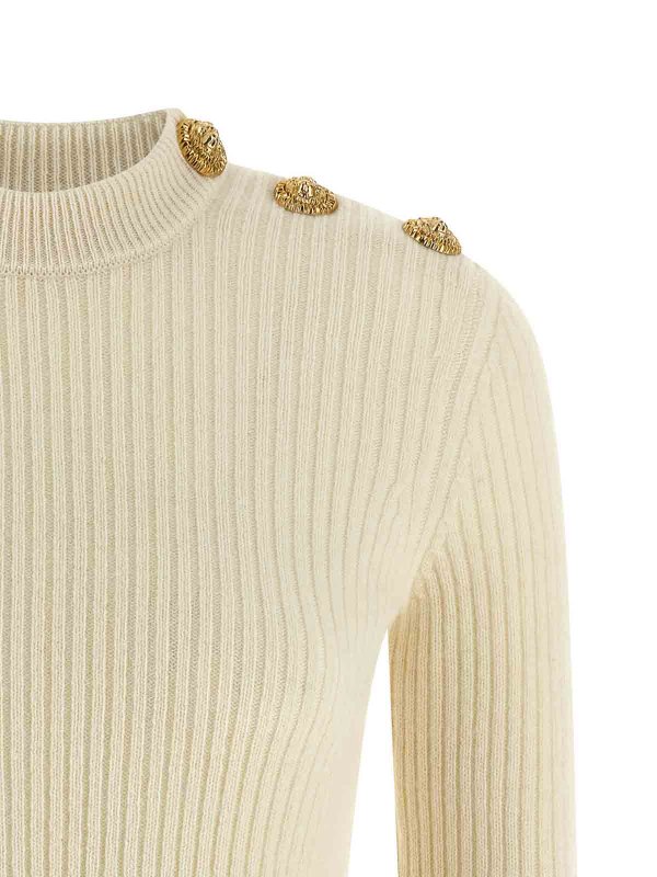 The Best Shops Balmain: Strickpullover mit Rundhalsausschnitt - Rundhalspullover - Weiß
