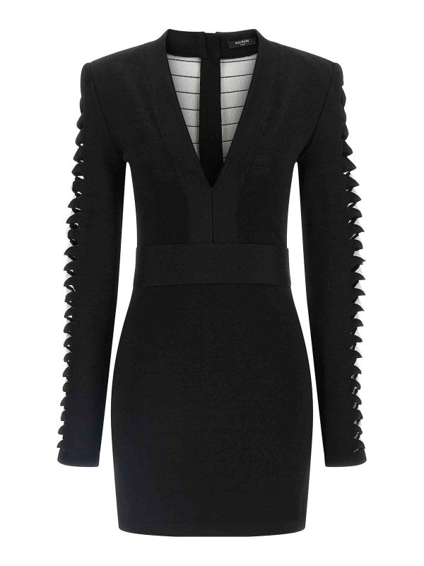 Balmain: Knielange Kleider - Knielanges Kleid - Schwarz