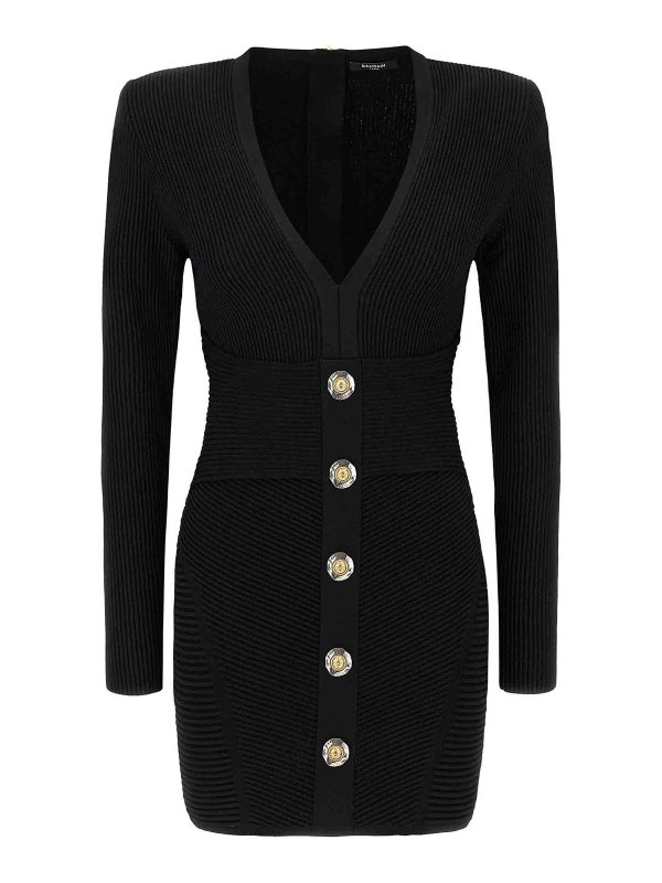 Balmain: Robe longueur genou - Robe Au Genou - Noir