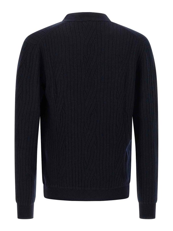 BRIONI: cardigans online - Ribbed And Braid Cardigan
