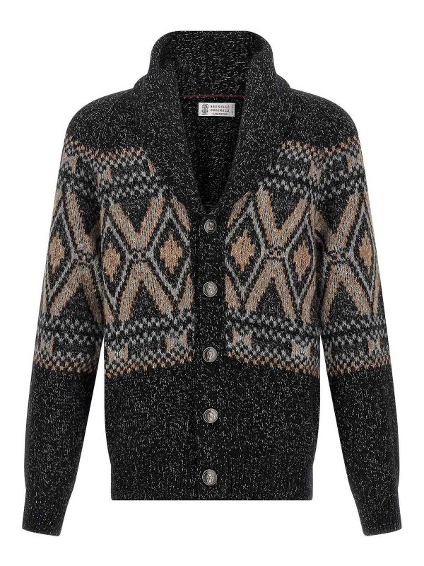 BRUNELLO CUCINELLI: cardigans - Geometric Jacquard Cardigan