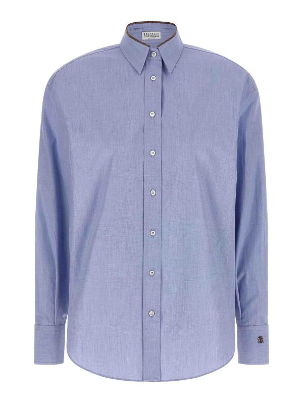 BRUNELLO CUCINELLI: shirts - Shiny Collar Detail Shirt