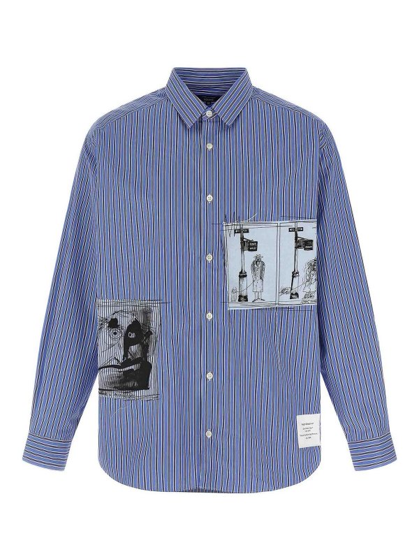 COMME DES GARÇONS HOMMES PLUS: camicie - Camicia a strisce patch