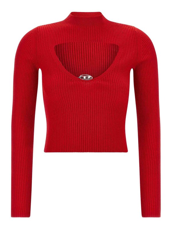 DIESEL: Strickpullover mit Rundhalsausschnitt - Rundhalspullover - Rot