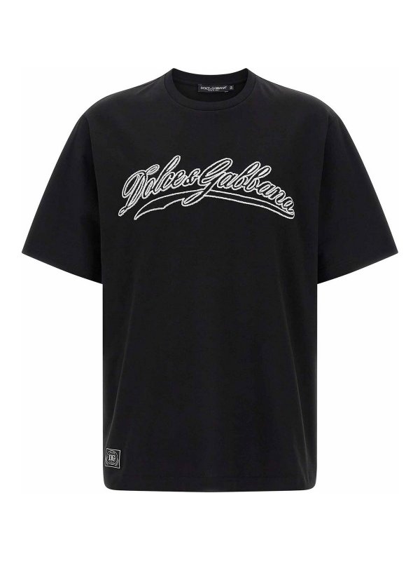 DOLCE & GABBANA: t-shirts - Logo Embroidery T-Shirt