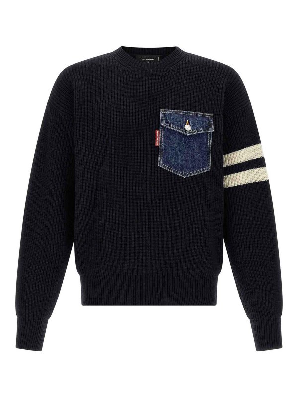 DSQUARED2: crew necks - Denim Mix Sweater
