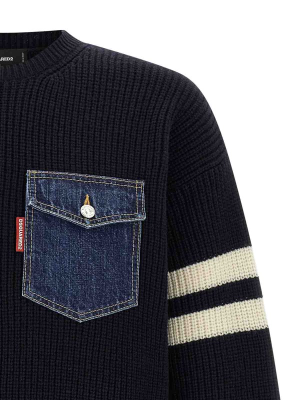 The Best Shops DSQUARED2: crew necks - Denim Mix Sweater