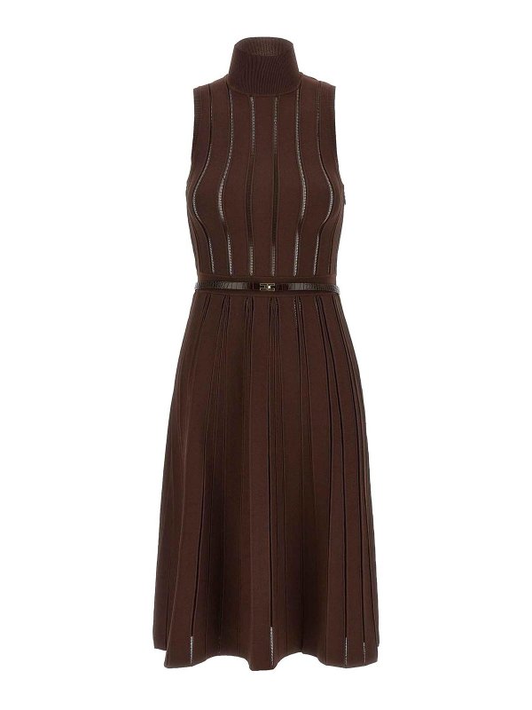 ELISABETTA FRANCHI: Robe longueur genou - Robe Au Genou - Marron