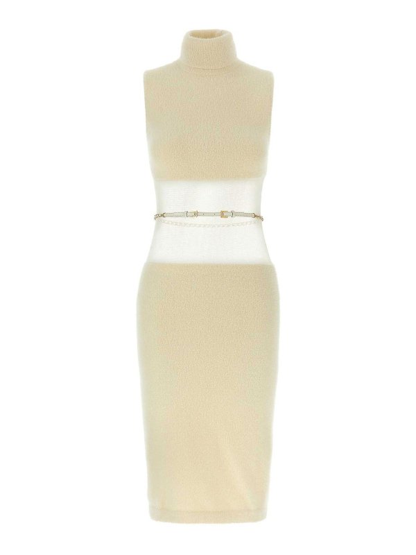 ELISABETTA FRANCHI: Knielange Kleider - Knielanges Kleid - Weiß