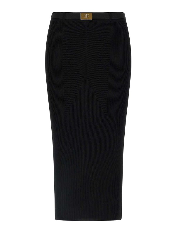 ELISABETTA FRANCHI: Knee length skirts & Midi - Ribbed Knit Skirt