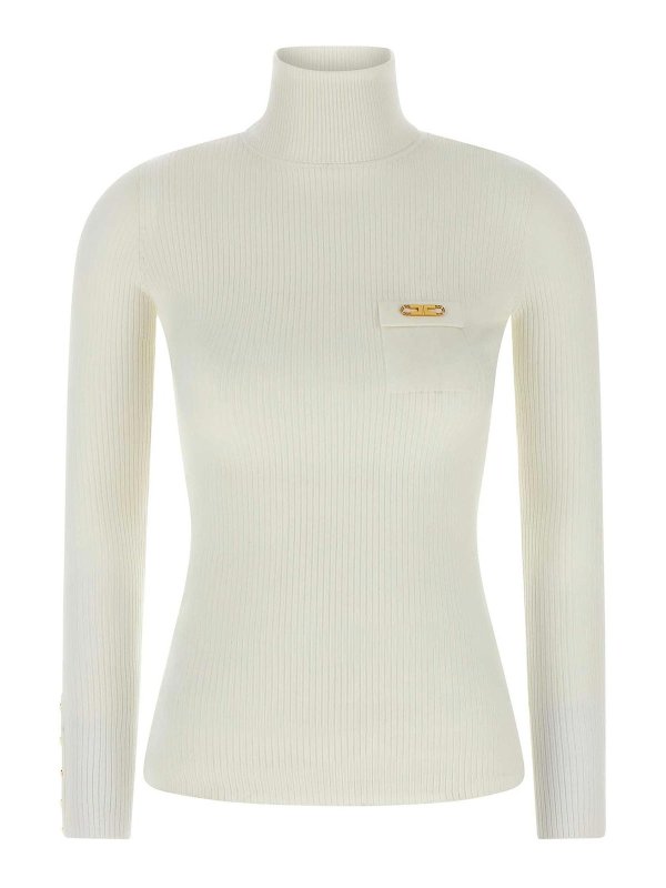 ELISABETTA FRANCHI: cardigans - Ribbed Turtleneck Sweater