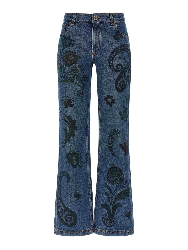 ETRO: jeans bootcut - Jeans di stampa paisley