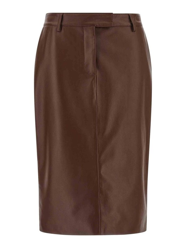 GIUSEPPE DI MORABITO: Knee length skirts & Midi - Leather Skirt