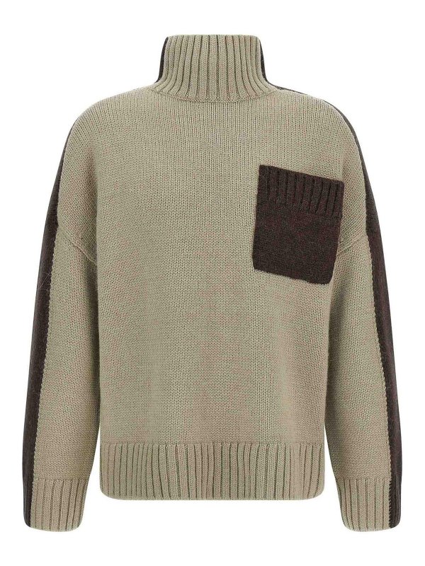 J.W. ANDERSON: cardigans - Two Tone Patch Pocket Sweater