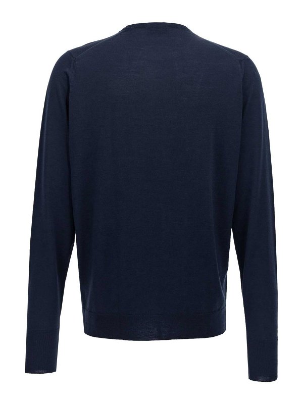 JOHN SMEDLEY: Pull col rond online - Pull Col Rond - Bleu