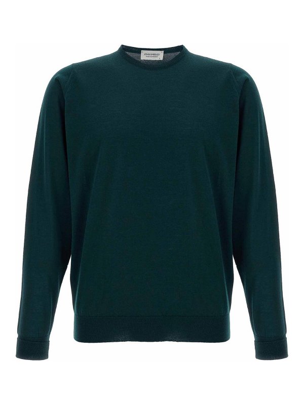 JOHN SMEDLEY: Strickpullover mit Rundhalsausschnitt - Rundhalspullover - Grün