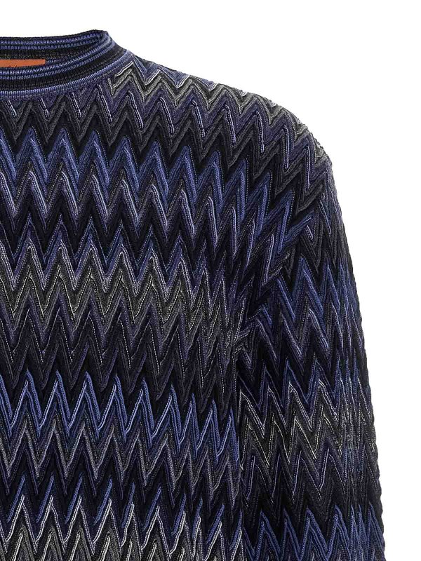 The Best Shops MISSONI: Strickpullover mit Rundhalsausschnitt - Rundhalspullover - Blau
