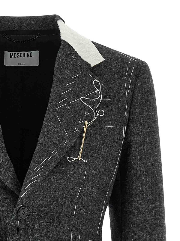 The Best Shops MOSCHINO: blazers - Embroidered Canvas Blazer