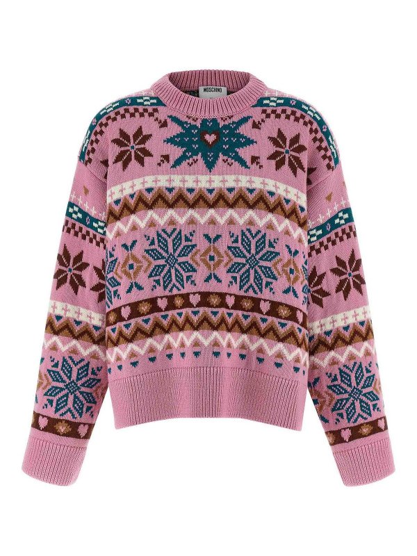 MOSCHINO: crew necks - Intarsia Wool Sweater