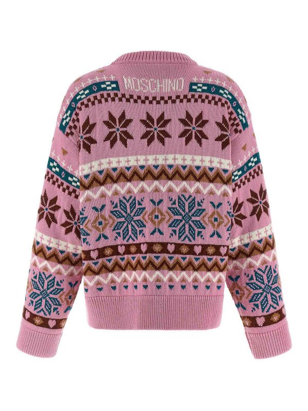 MOSCHINO: crew necks online - Intarsia Wool Sweater