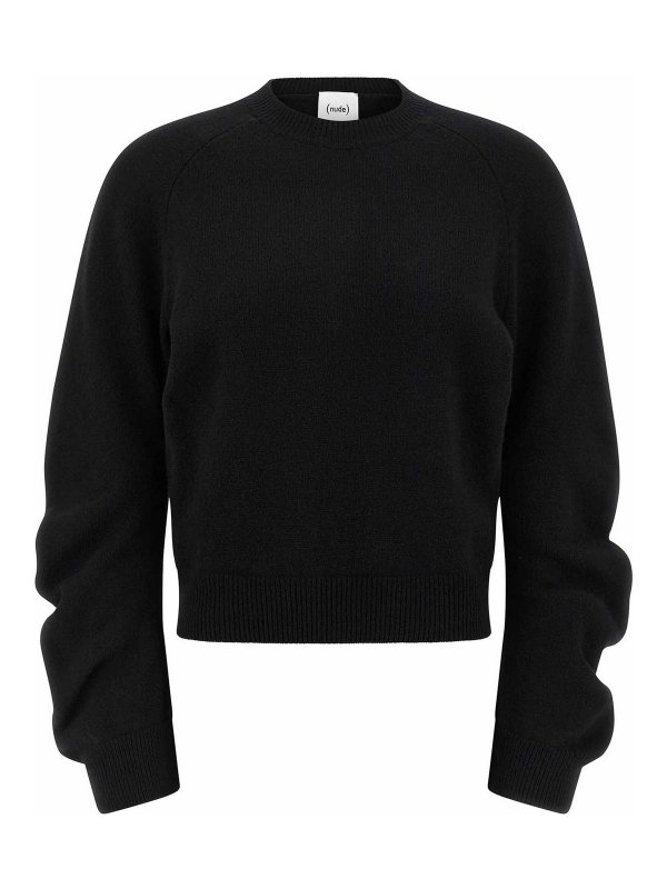 Nude: Strickpullover mit Rundhalsausschnitt - Rundhalspullover - Schwarz