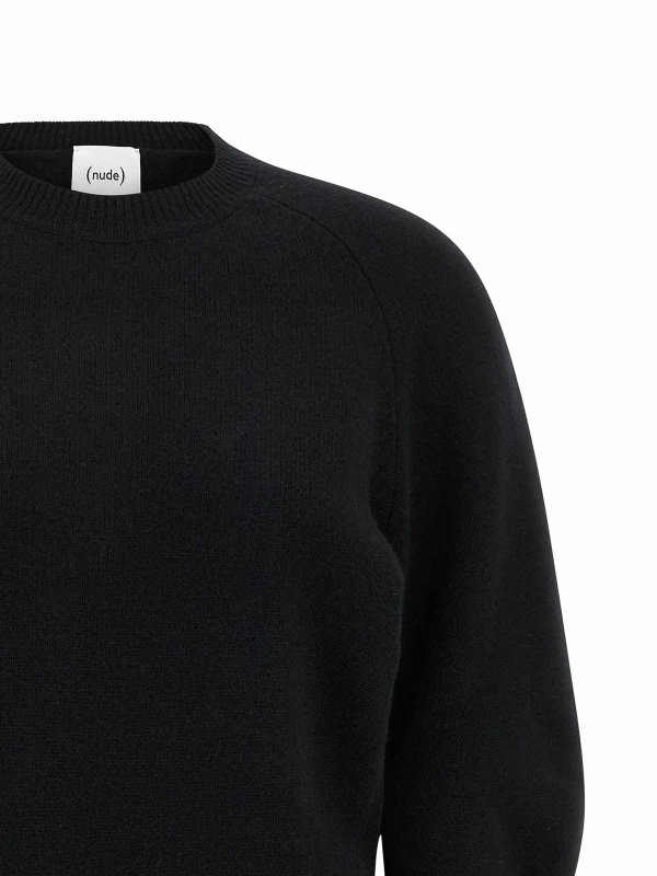 The Best Shops Nude: Strickpullover mit Rundhalsausschnitt - Rundhalspullover - Schwarz