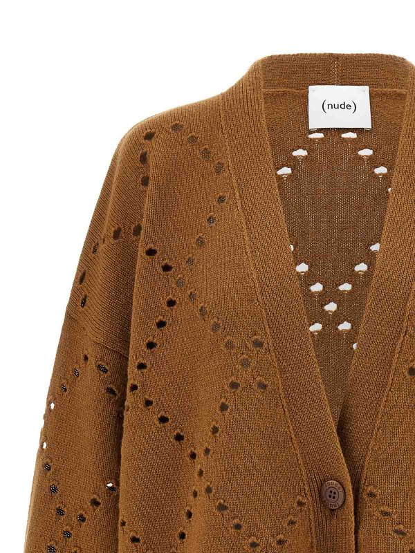 The Best Shops Nude: cardigans - Argyle Cut-Out Cardigan