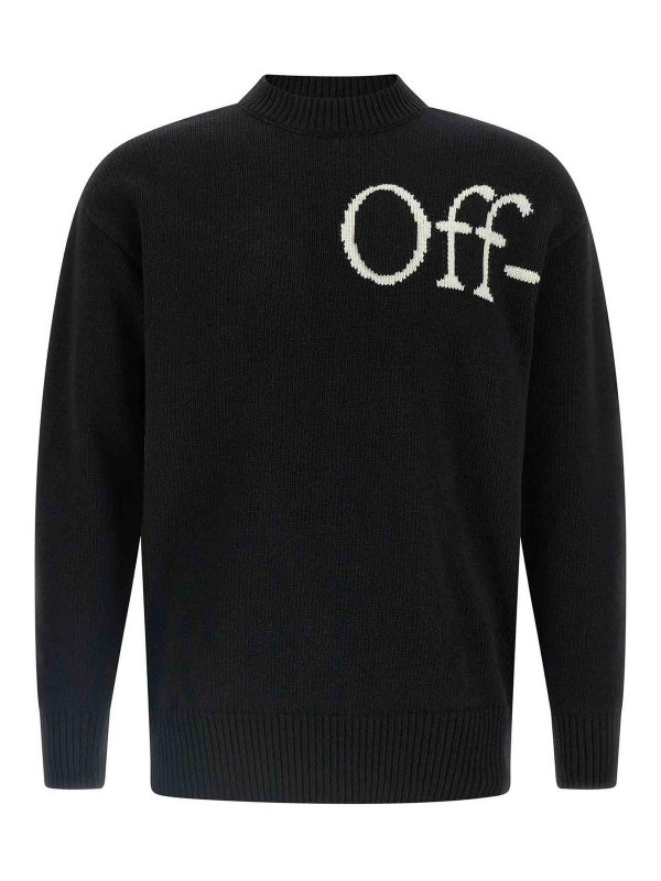 OFF-WHITE: Pull col rond - Pull Col Rond - Blanc