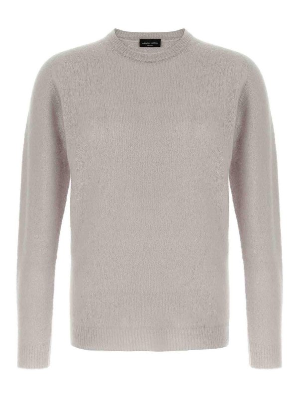 ROBERTO COLLINA: Strickpullover mit Rundhalsausschnitt - Rundhalspullover - Grau