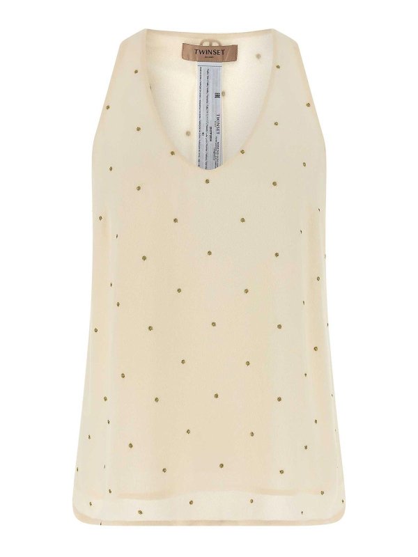 TWINSET: Tops y camisetas sin mangas - Top - Beis