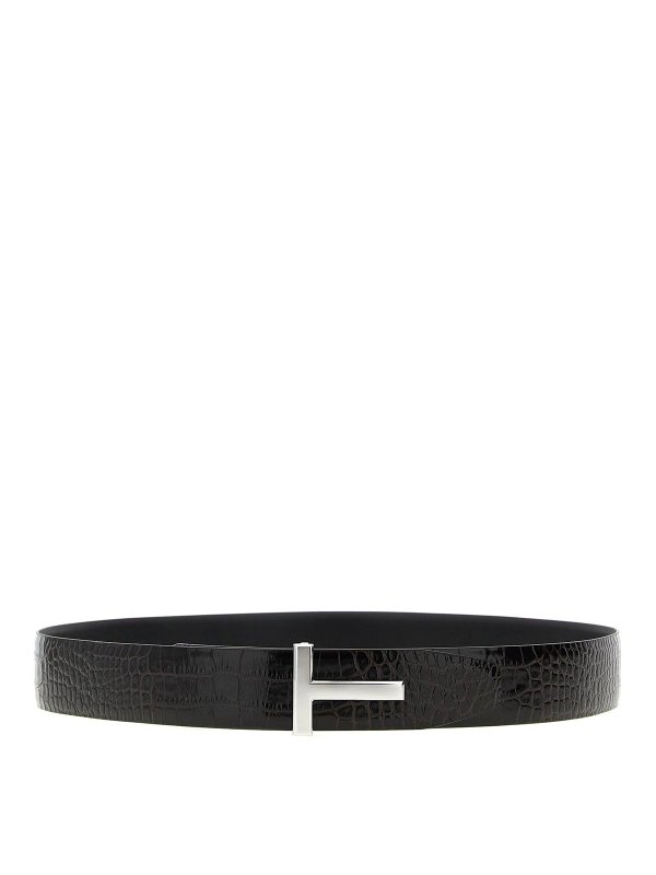 TOM FORD: belts - Reversible Crocodile Leaher Bel
