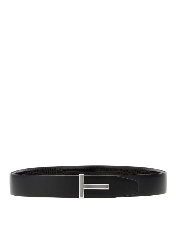 TOM FORD: belts online - Reversible Crocodile Leaher Bel