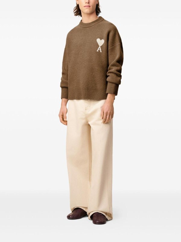 Suéter Con Escote Barco - Marrón shop online: AMI PARIS