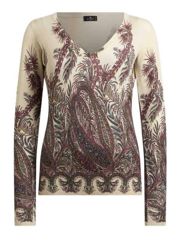 ETRO: maglia collo a barchetta - Maglione Con Stampa Paisley
