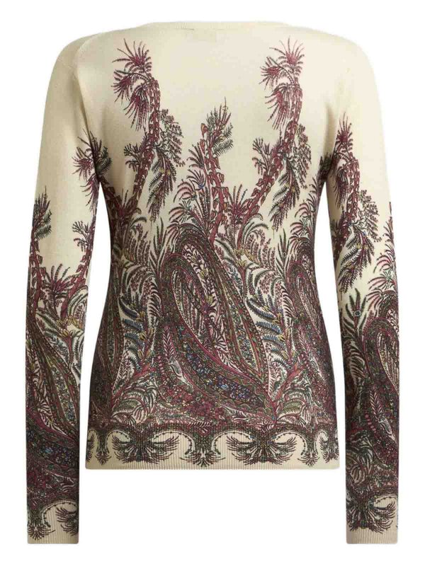 ETRO: maglia collo a barchetta online - Maglione Con Stampa Paisley