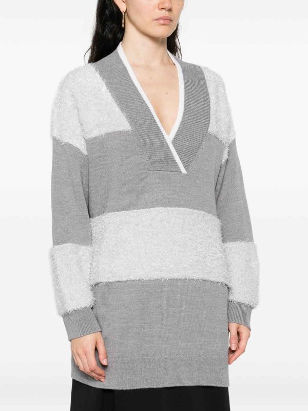 Liu Jo: Strickpullover mit V-Ausschnitt online - V-Pullover - Grau