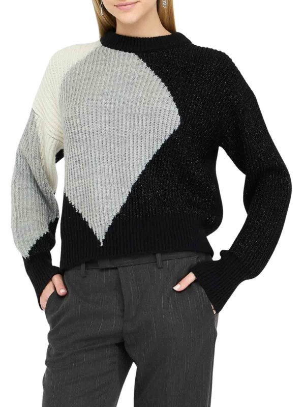 Liu Jo: maglia collo a barchetta online - Maglione In Lana Con Intarsi