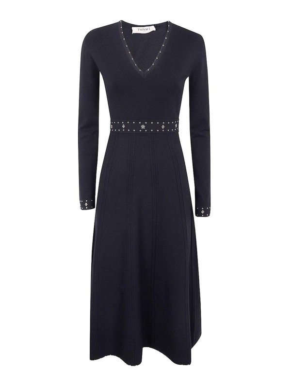 TWINSET: Vestidos media pierna - Vestido Midi - Negro