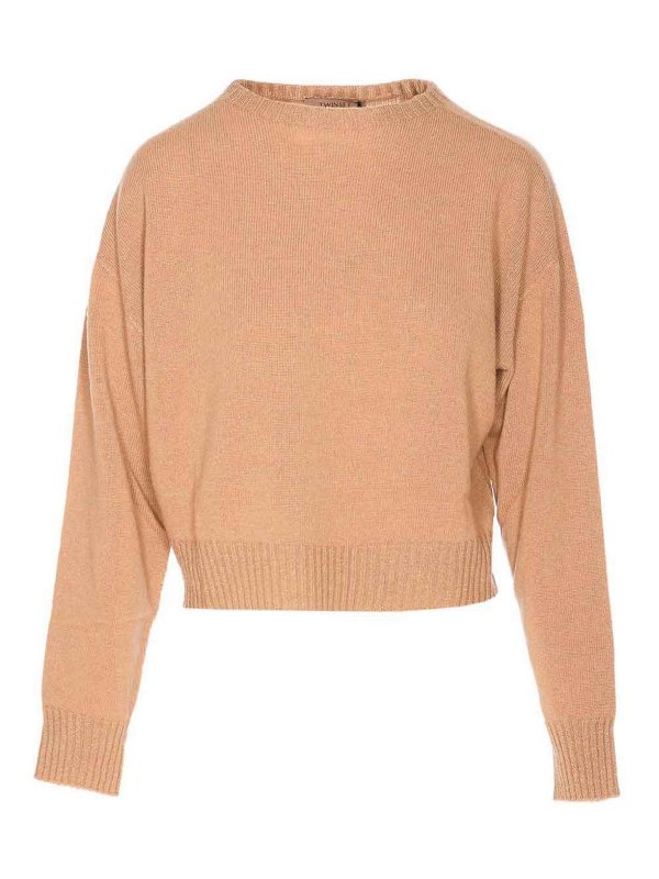TWINSET: U-Boot-Ausschnitt - U-Boot-Pullover - Beige