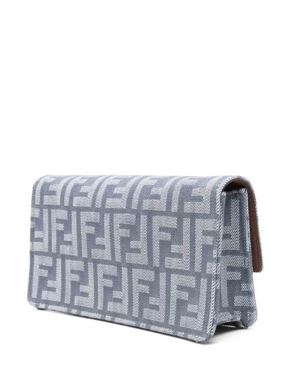 FENDI: shoulder bags online - Denim-Effect Ff Jacquard Baguette