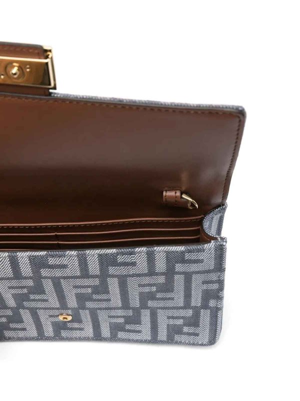 The Best Shops FENDI: shoulder bags - Denim-Effect Ff Jacquard Baguette