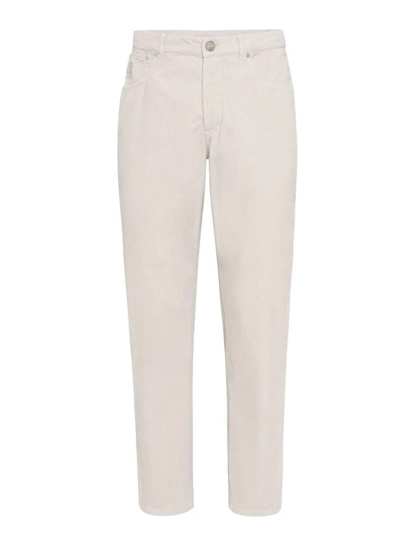 BRUNELLO CUCINELLI: Pantalons casual - Pantalons Décontractés - Gris Clair