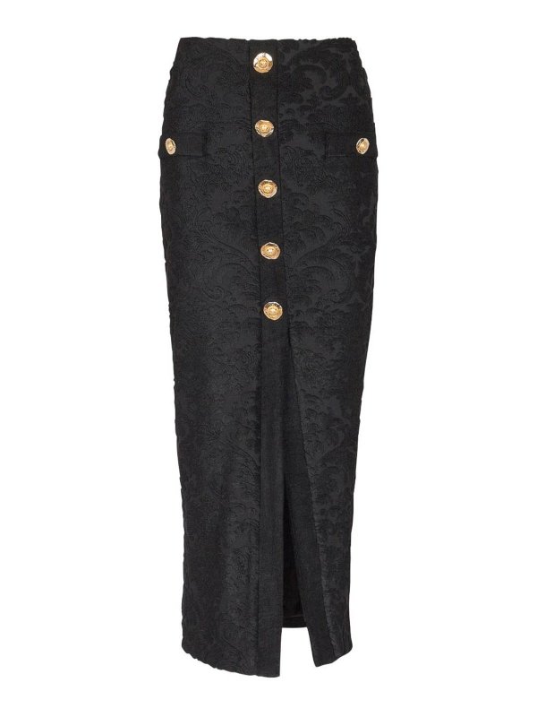 Balmain: Knee length skirts & Midi - Baroque Pattern Midi Skirt