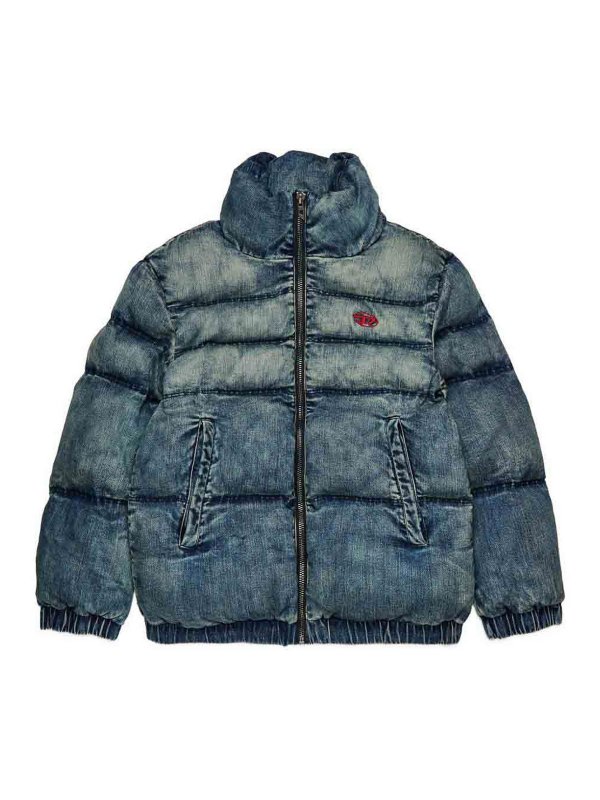 DIESEL: giacche denim - Giacca jwmons in denim gonfio con logo