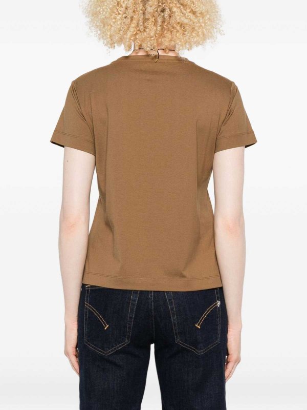 Pinko: t-shirts online - T-Shirt With Crystal-Embroidered Logo