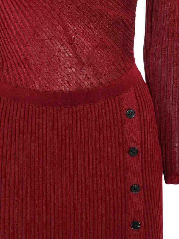 The Best Shops Self Portrait: knee length dresses - Burgundy Cut Out Tib Knit Midi Dress