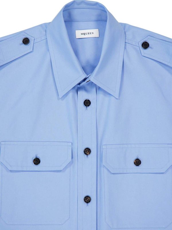 Jermyn St Blue Utility Cotton Shirt shop online: ALEXANDER MCQUEEN