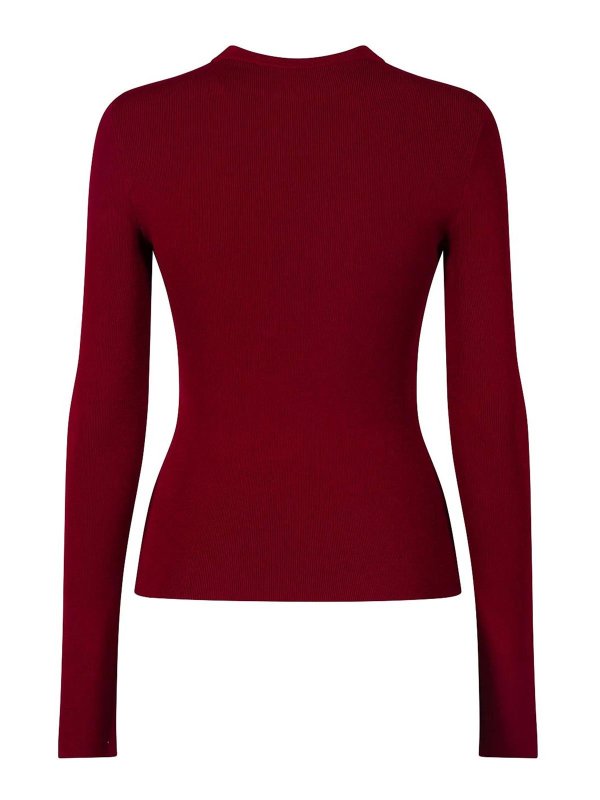 BALENCIAGA: crew necks online - Ribbed Crewneck Long-Sleeved Fitted Top