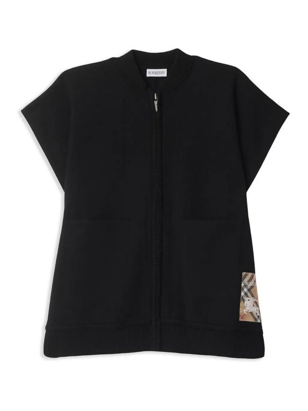 BURBERRY: crew necks - Check Label Wool Blend Cape