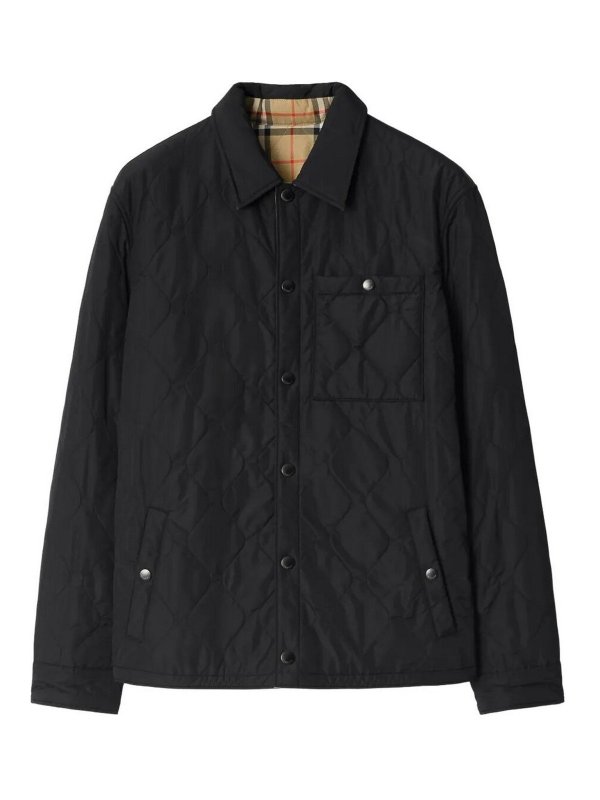 BURBERRY: padded jackets - Brighton Reversible Quilted Nylon Overshirt